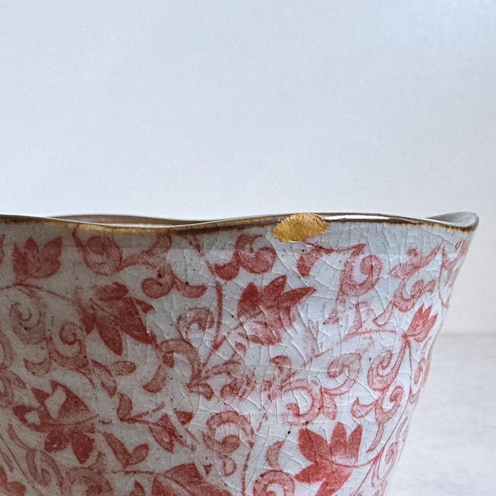 Kintsugi - Wide Rim Karakusa Tea Cup - Small Rim Repair