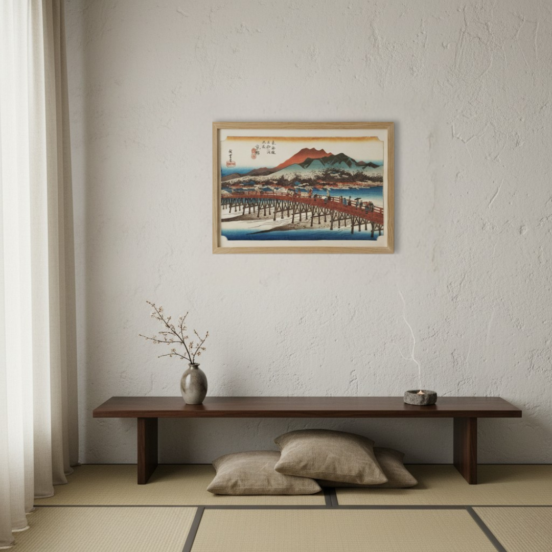 Framed Art Print - Kyoto: The Great Bridge at Sanjō by Utagawa Hiroshige