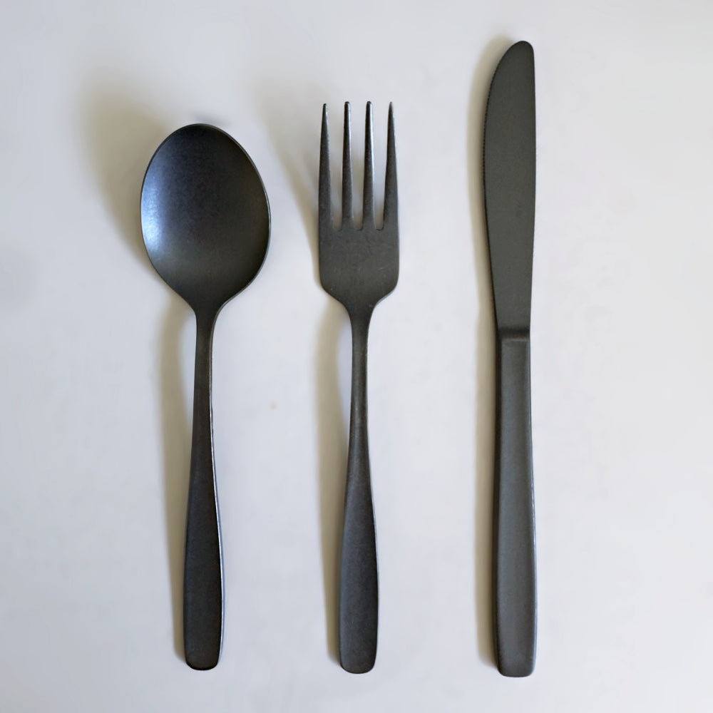 Lava Stone Matte Black Dessert Fork