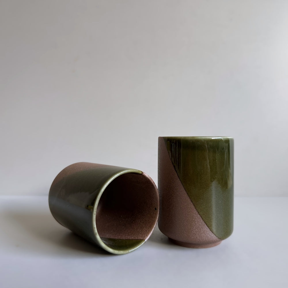 Dark brown yunomi tea cup, made in Japan, Mino Ware. Available at Toka Ceramics.