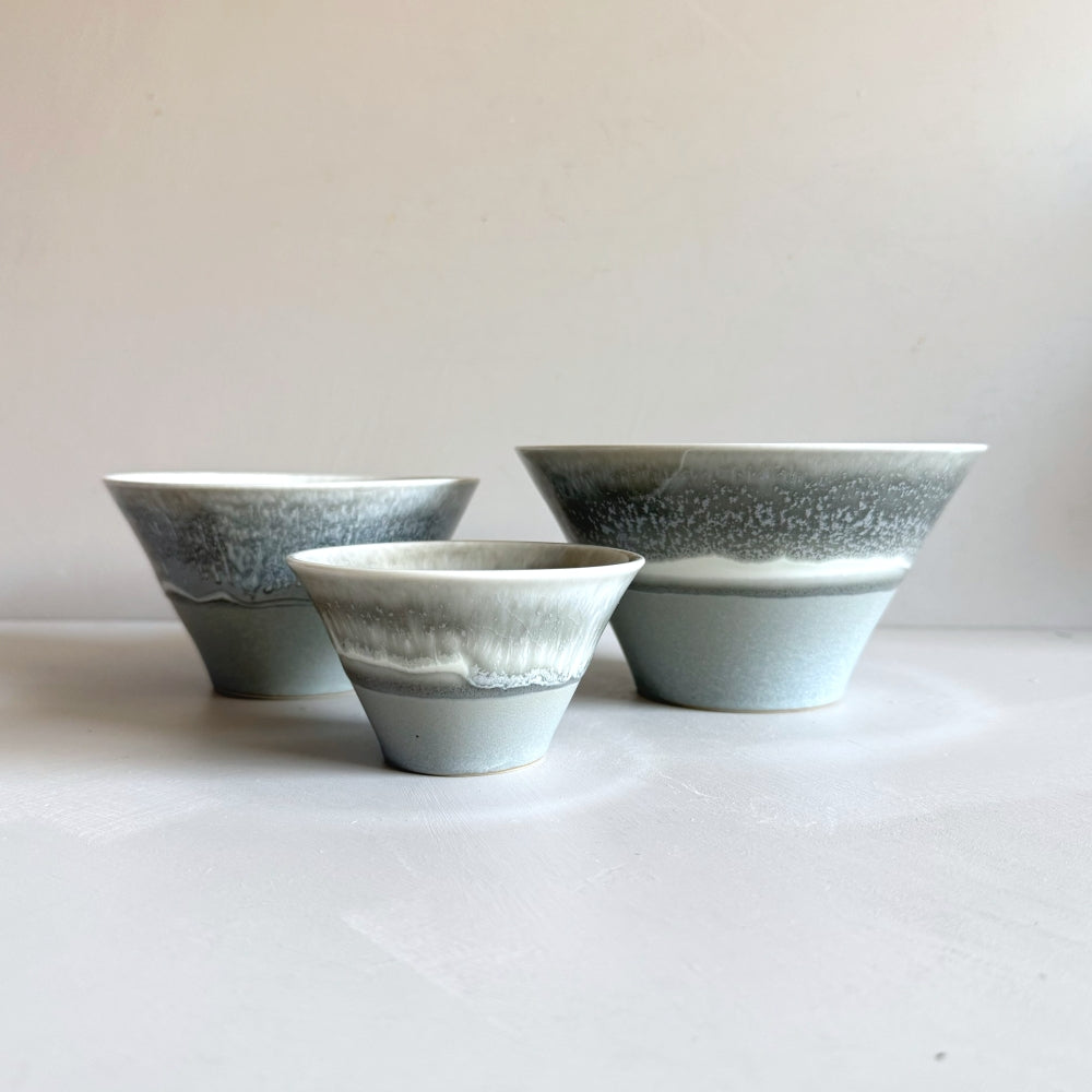 Icicle small bowl: hand crafted by Sinkogama in Mino, Gifu, Japan. Unique glaze captures nature's beauty. Available at Toka Ceramics.