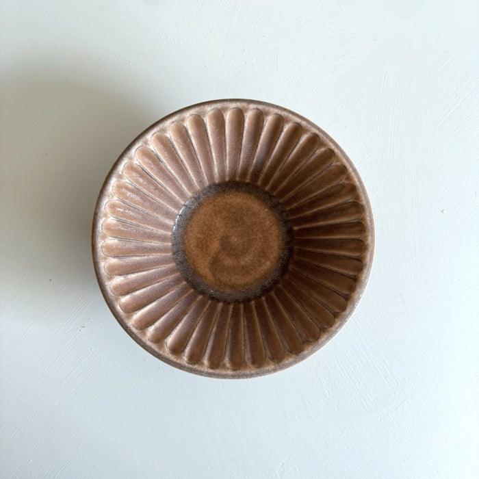 Shoyogama Stackable Shinogi Bowl in chestnut glaze. Handcrafted in Japan. Tamba Ware. Available at Toka Ceramics.