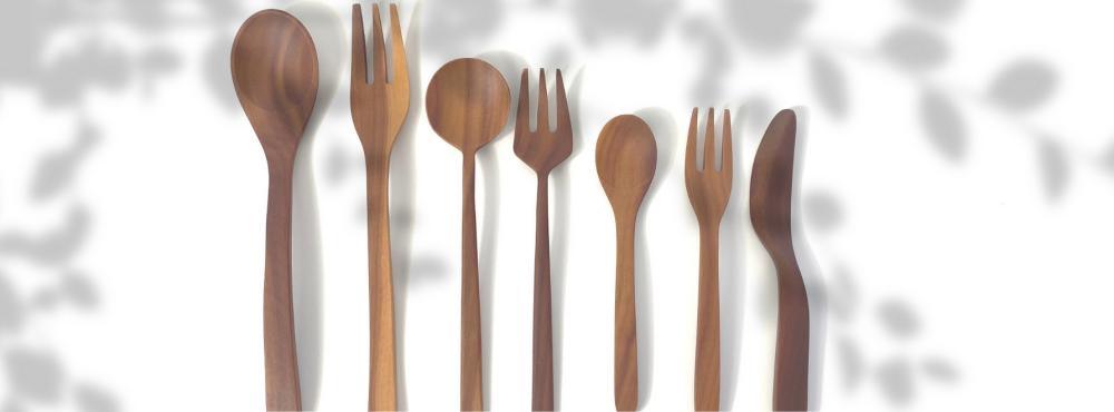 Wooden cutlery collection at Toka Ceramics