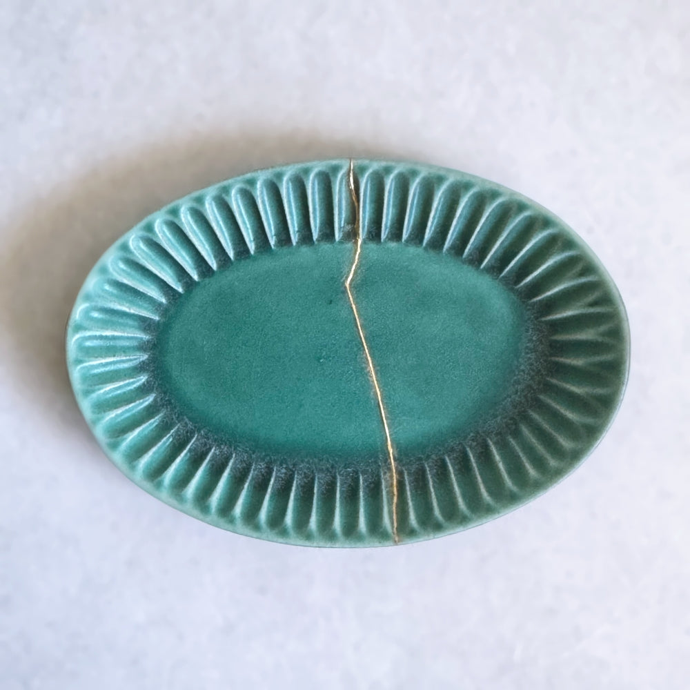 Kintsugi - Teal Oval Plate no.1
