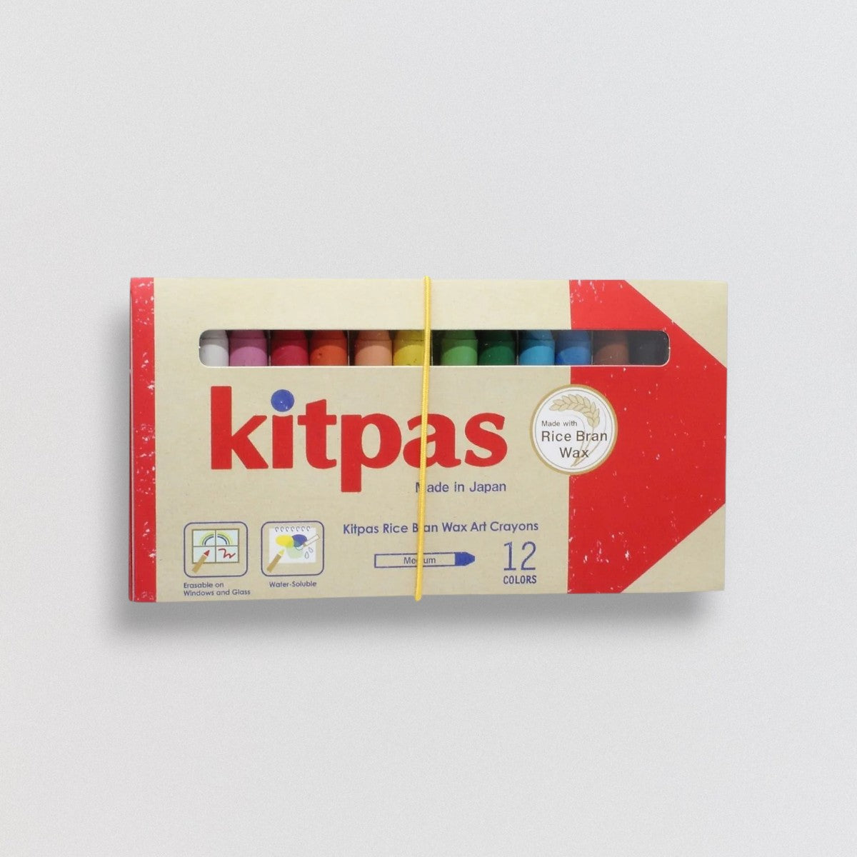 Kitpas Medium Stick Rice Wax Crayons 12 Colours
