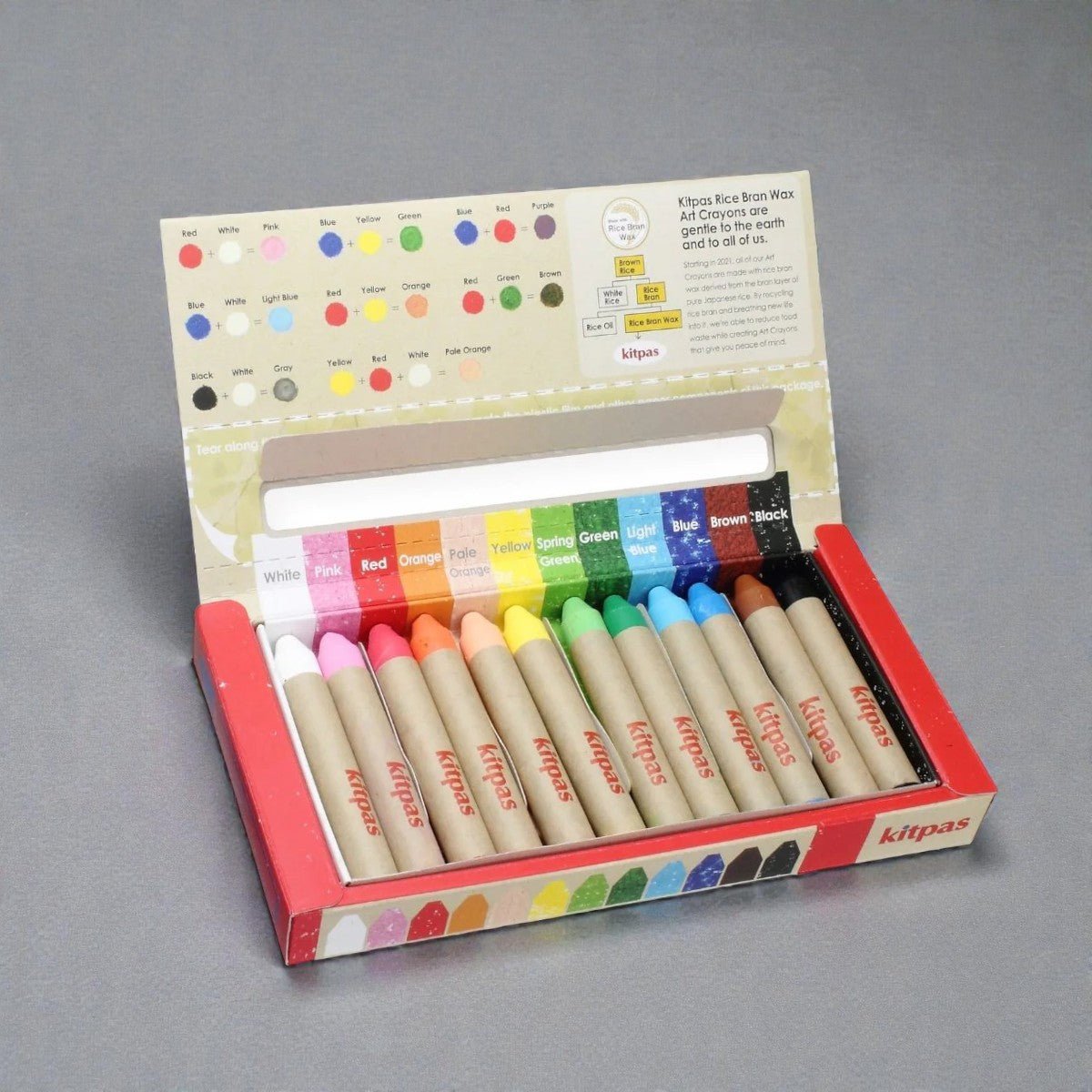 Kitpas Medium Stick Rice Wax Crayons 12 Colours