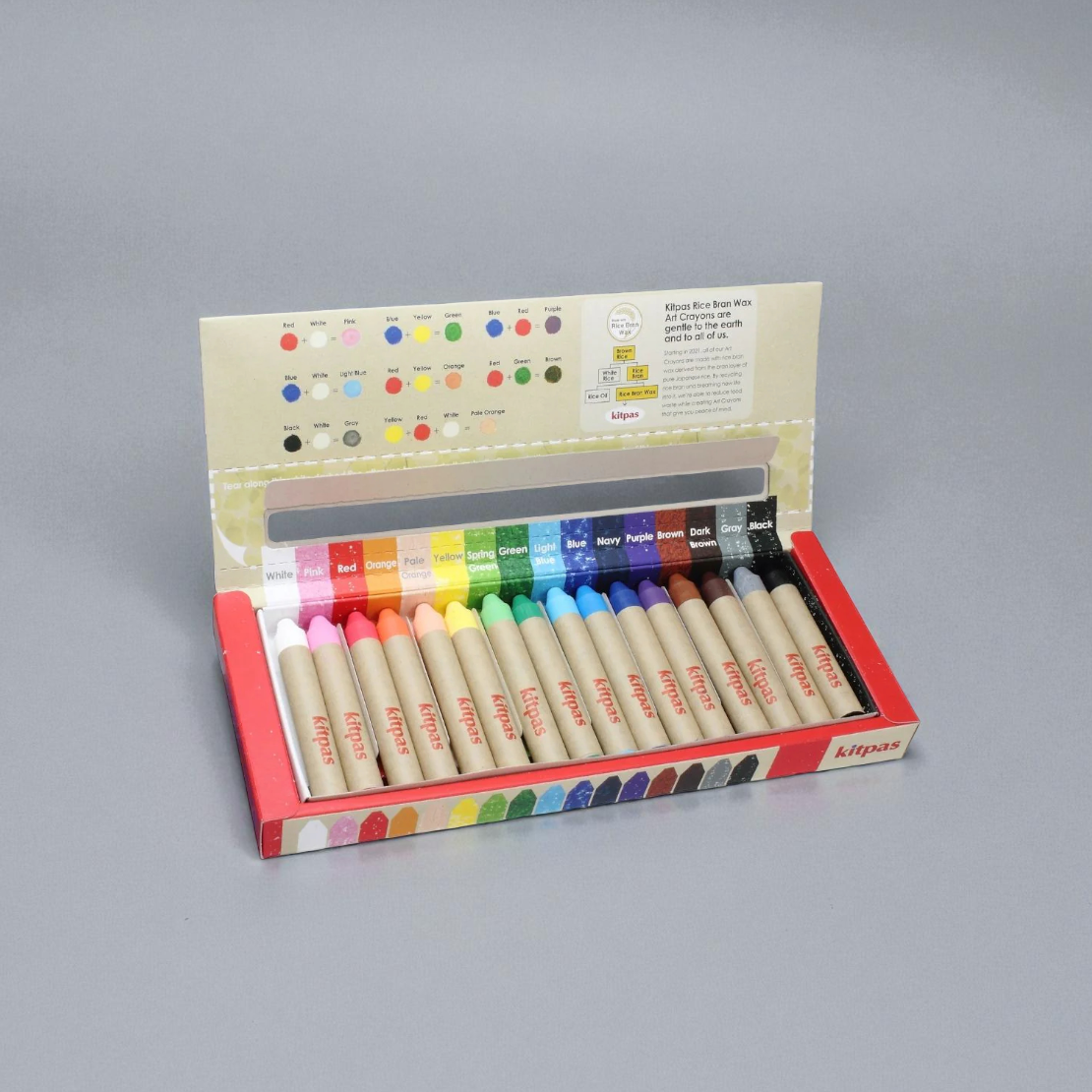 Kitpas Medium Stick Rice Wax Crayons 16 Colours
