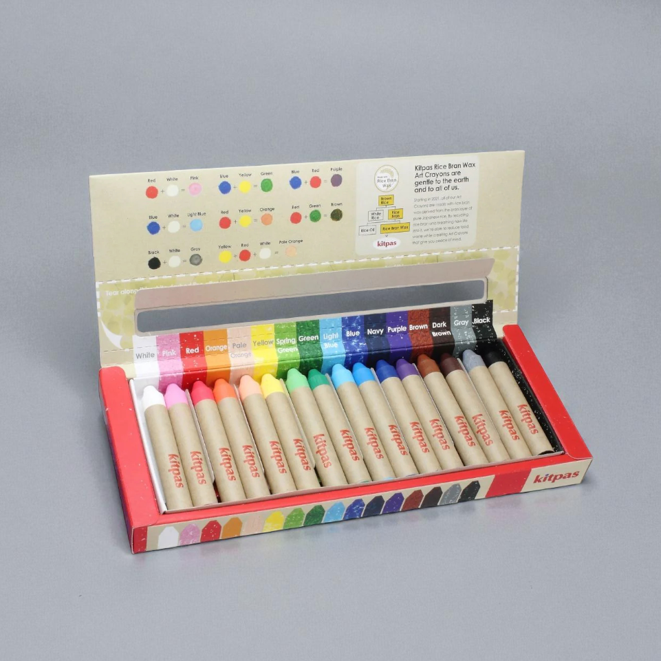 Kitpas Medium Stick Rice Wax Crayons 16 Colours