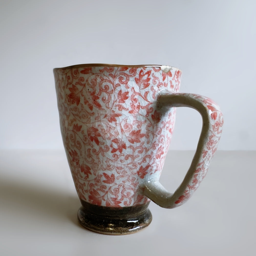 Kintsugi - Large Karakusa Mug - Red - Small Rim Repair