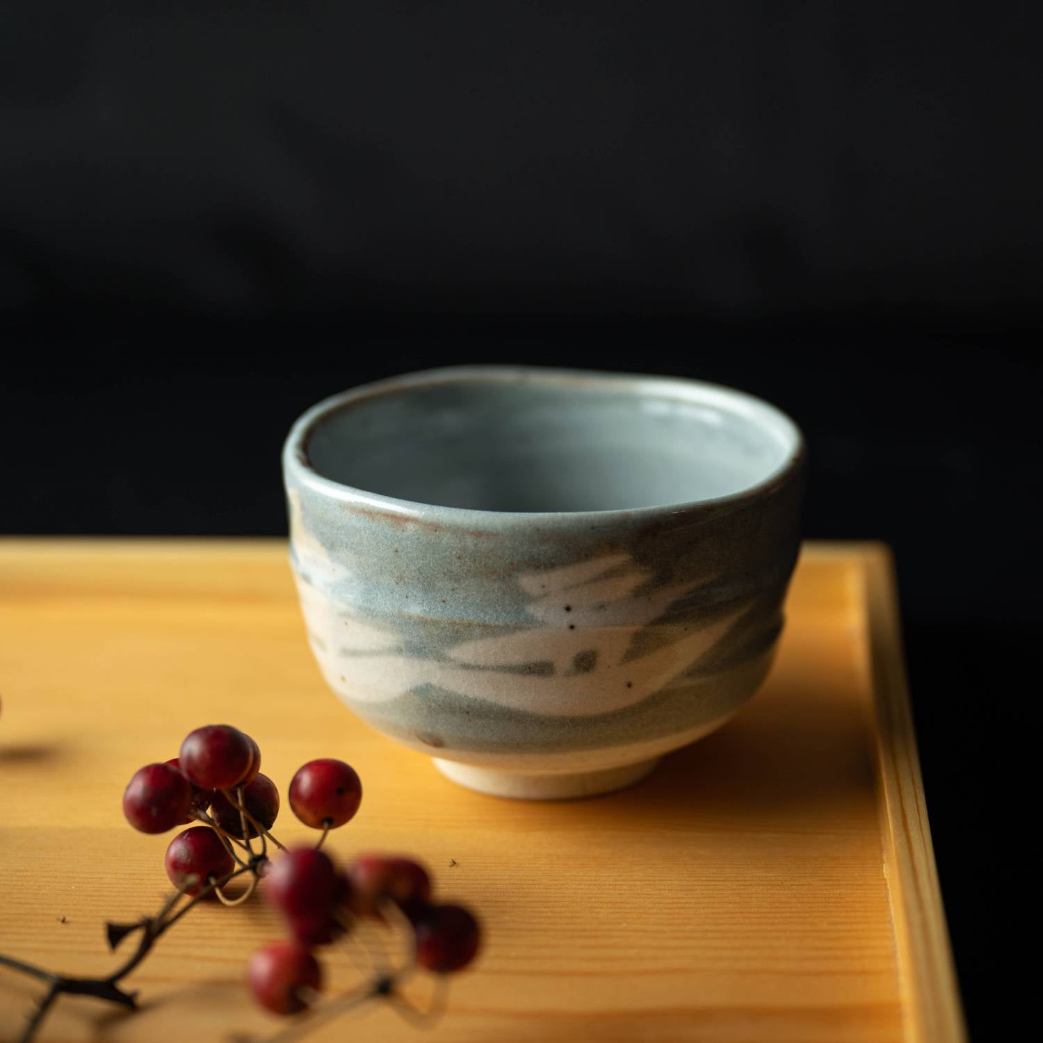 Small Matcha Bowl - Nezumi Shino Sansui