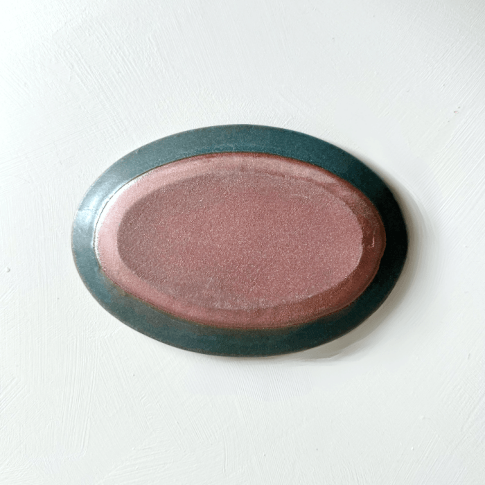 Shoyo Gama Small Teal Oval Plate - Toka Ceramics
