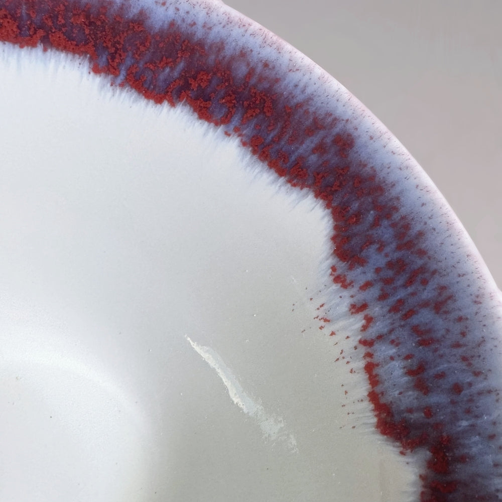 Japanese Mino ware large bowl in dark red/purple glaze. Handcrafted ceramic. Available at Toka Ceramics.