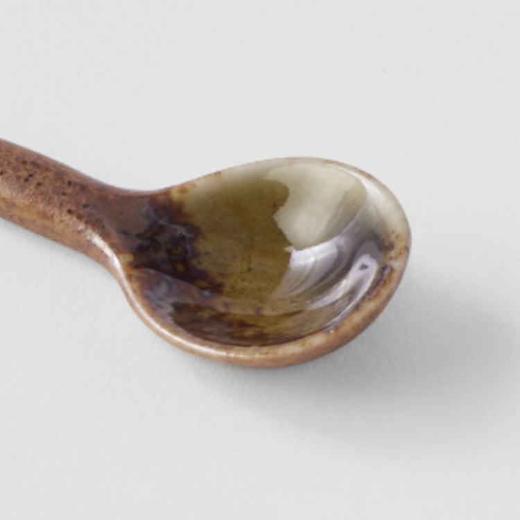Ceramic Coffee Spoon - Light Brown/Green