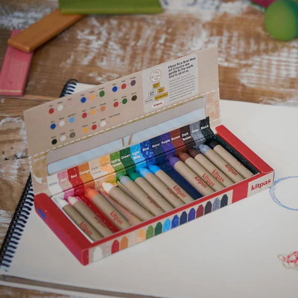 Kitpas Medium Stick Rice Wax Crayons 16 Colours