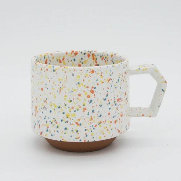 Chips Japan Stackable Mug - White/Orange Splash. Made in Japan. Available at Toka Ceramics.