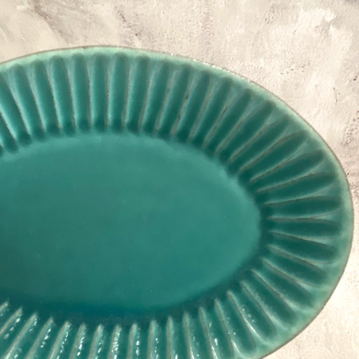 Shoyo Gama Small Teal Oval Plate - Toka Ceramics