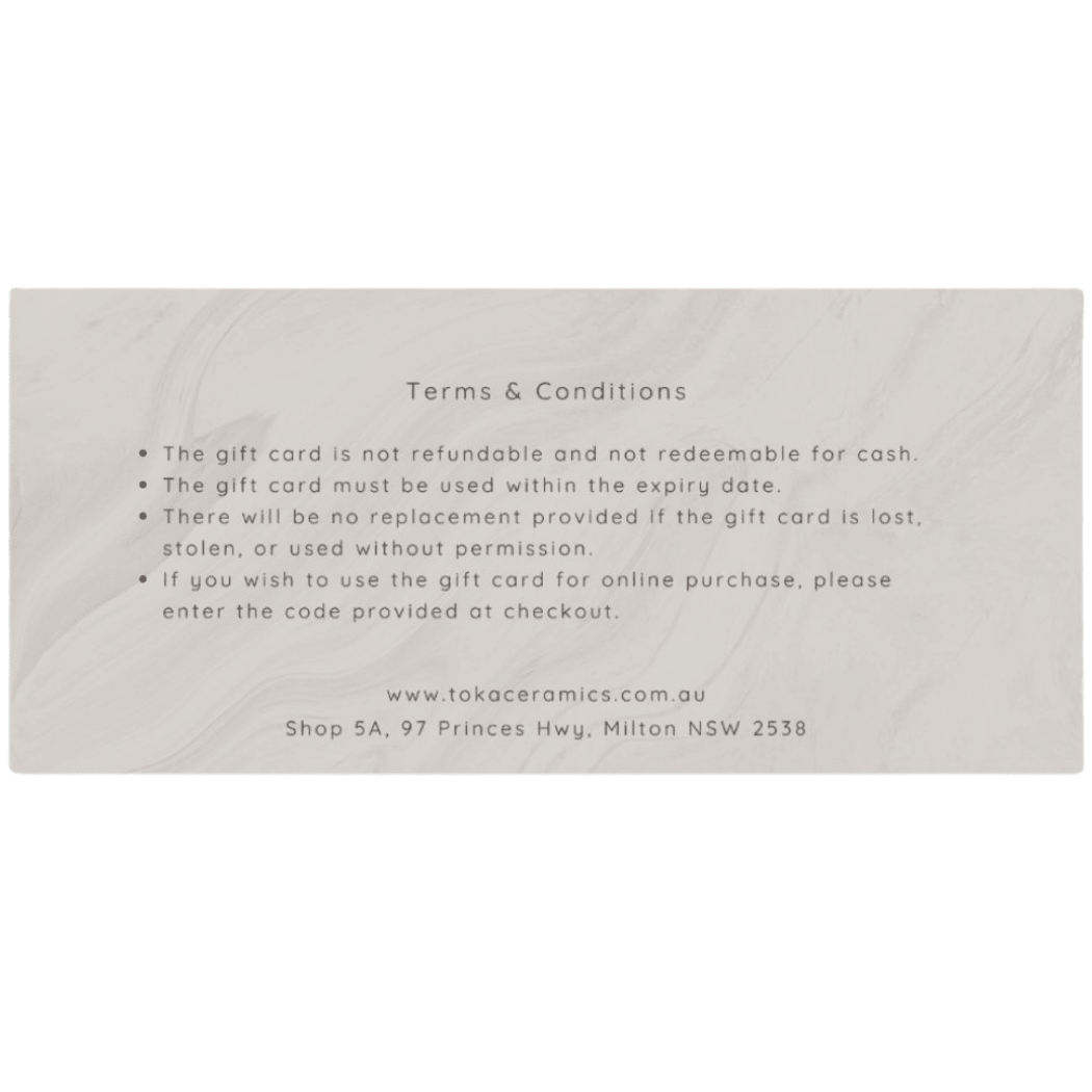 Toka Ceramics Gift Voucher